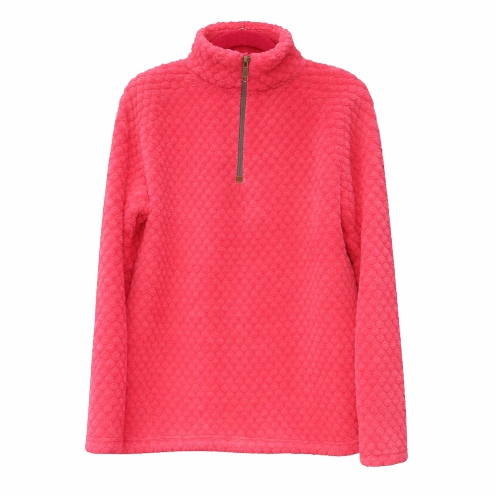 Tees2urdoor Super Soft Pink Textured Fleece Quarter Zip Pullover Size Small EUC